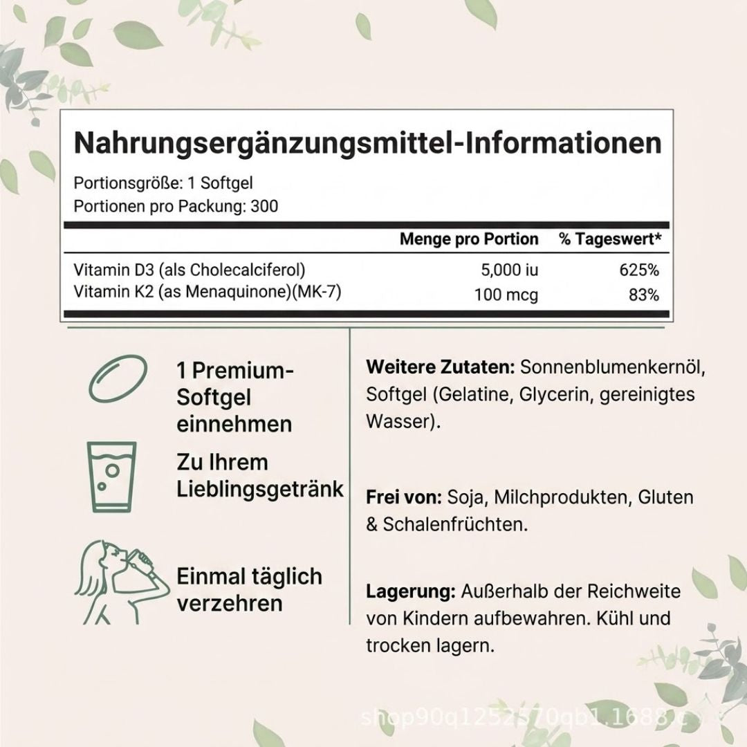 TrueNutra™ | Vitamin D3 + K2 Unterstützung