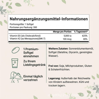 TrueNutra™ | Vitamin D3 + K2 Unterstützung