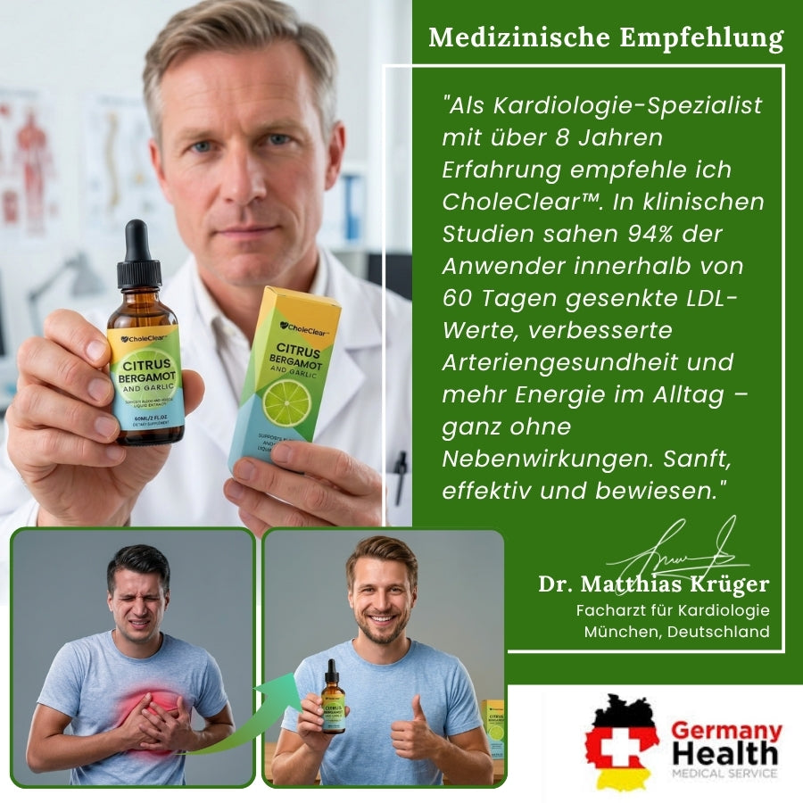CholeClear™ | 6-in-1 fortschrittliche Herz- und Cholesterin-Unterstützungs-Flüssigtropfen