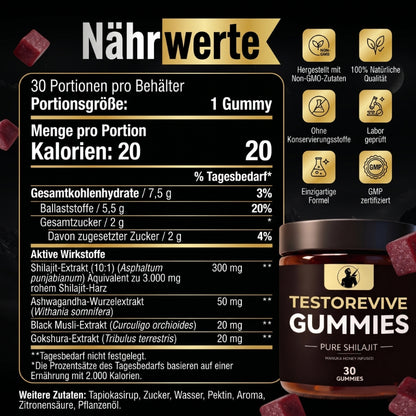 TestoRevive™ | Himalayan Shilajit T-Booster Gummies
