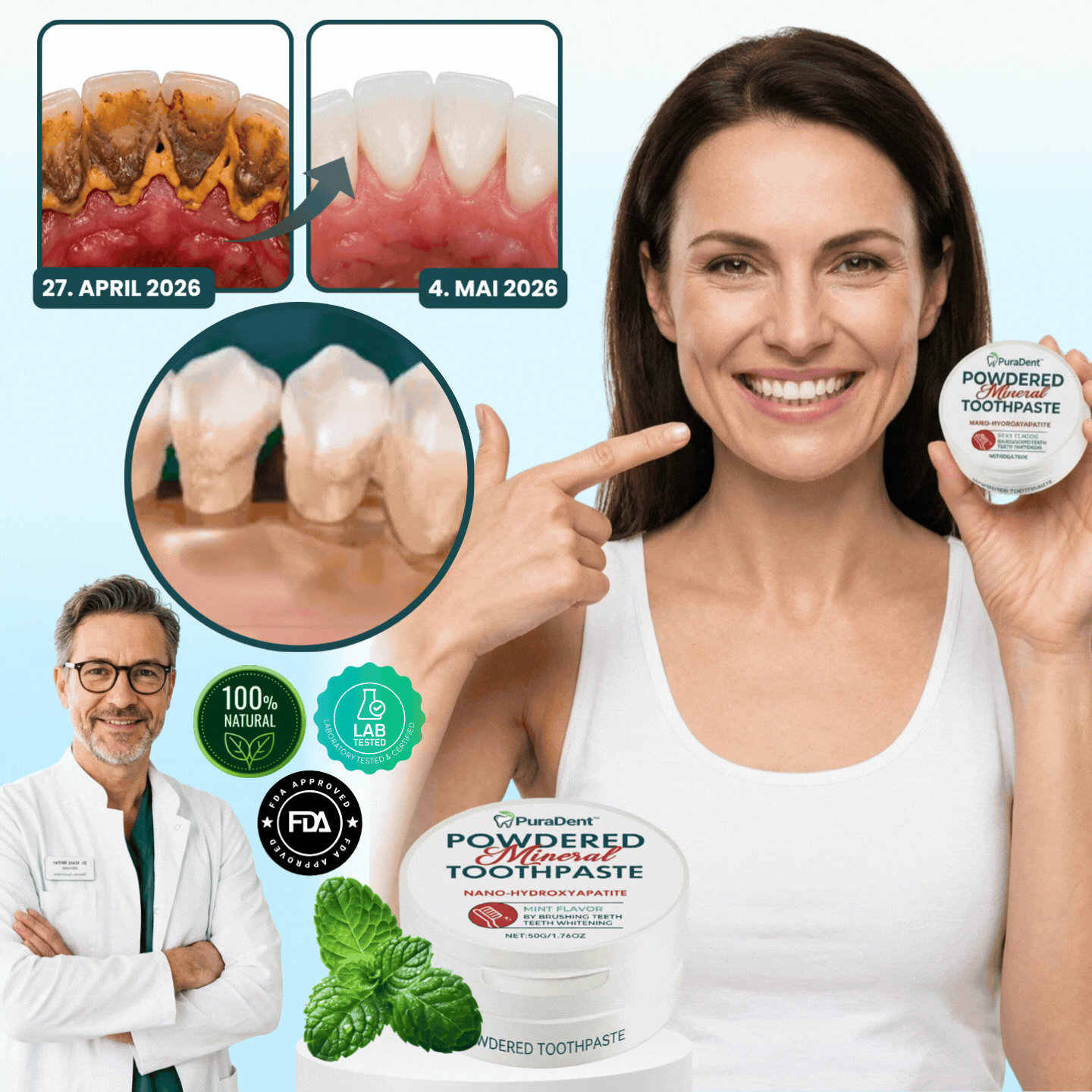 PuraDent™ | Mineralisch aktiviertes Zahnpulver