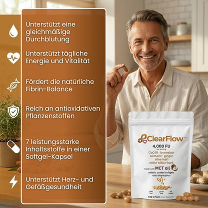 ClearFlow™ | Hochdosierte 4.000 FU Nattokinase Softgel-Kapseln